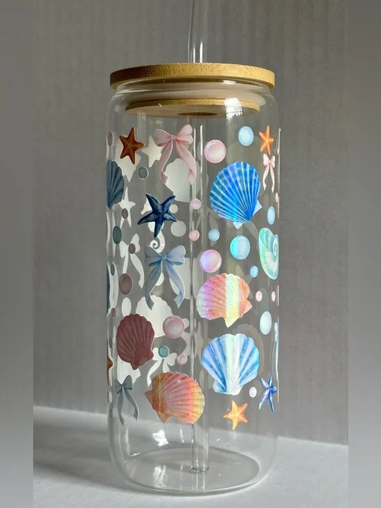 Coastal Glass Can Cup – 16oz 🌊 - Picture 6 of 6